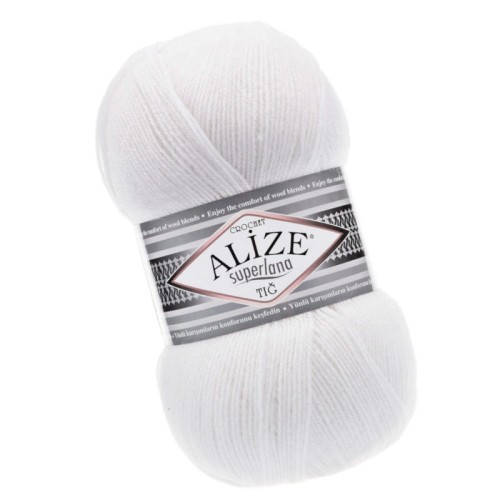 Alize Superlana Tig 55 Biały (100gr/570mt)