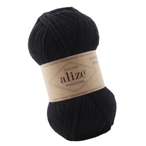 Alize Wooltime 60 Czarny (100gr/200mt)