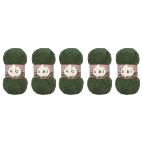 Nako Angora Luks 10665 Ciemny Zielony - Pakiet 5 x (100gr/550mt)