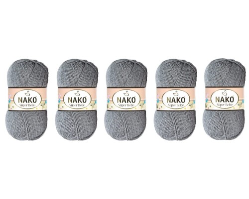 Nako Super Bebe 194 Popielaty - Pakiet 5 x (50gr/180mt)