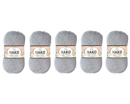Nako Super Bebe 195 Jasny Popielaty - Pakiet 5 x (50gr/180mt)