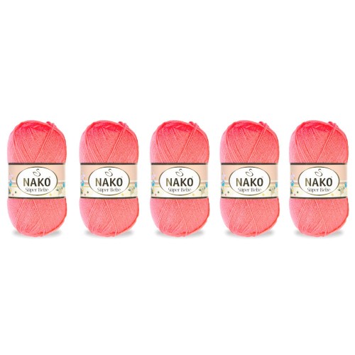 Nako Super Bebe 11157 Neonowy Koral - Pakiet 5 x (50gr/180mt)