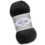 Alize Diva 60 Czarny Efekt Jedwabiu (100gr/350mt)