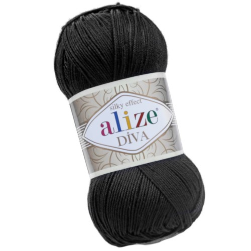 Alize Diva 60 Czarny Efekt Jedwabiu (100gr/350mt)