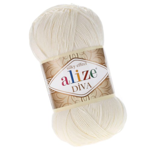 Alize Diva 62 Jasny Kremowy Efekt Jedwabiu (100gr/350mt)
