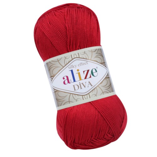 Alize Diva 106 Czerwony Efekt Jedwabiu (100gr/350mt)