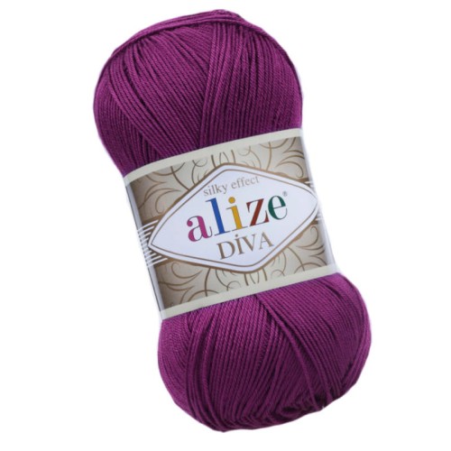 Alize Diva 297 Śliwkowy Efekt Jedwabiu (100gr/350mt)