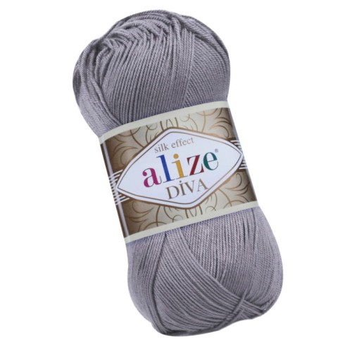 Alize Diva 348 Szary Efekt Jedwabiu (100gr/350mt)