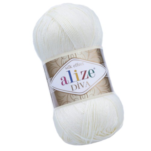 Alize Diva 1055 Śmietanowy Efekt Jedwabiu (100gr/350mt)
