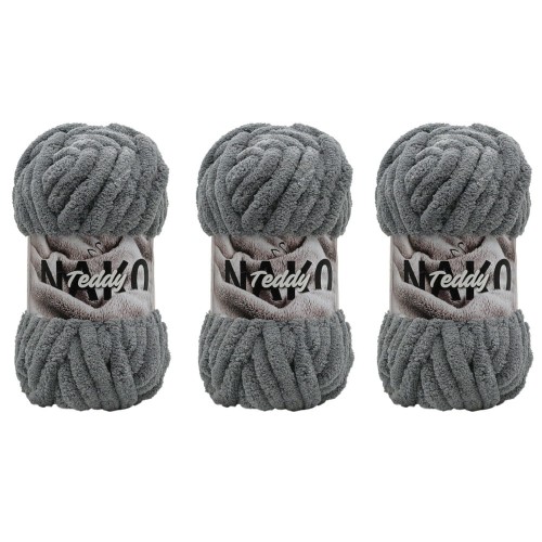 Nako Teddy 13956 Szary - Pakiet 3 x (200gr/22mt)