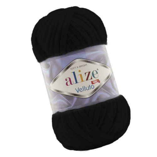 Alize Velluto 60 Czarny (100gr/68mt)